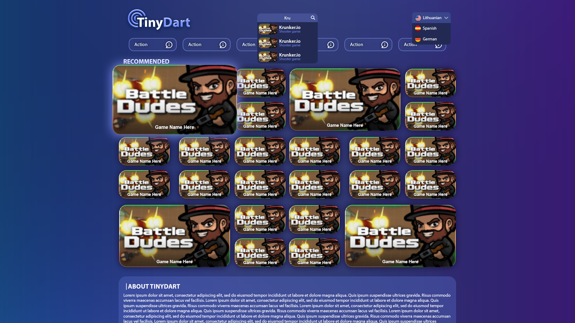 tinydart.com games list main page